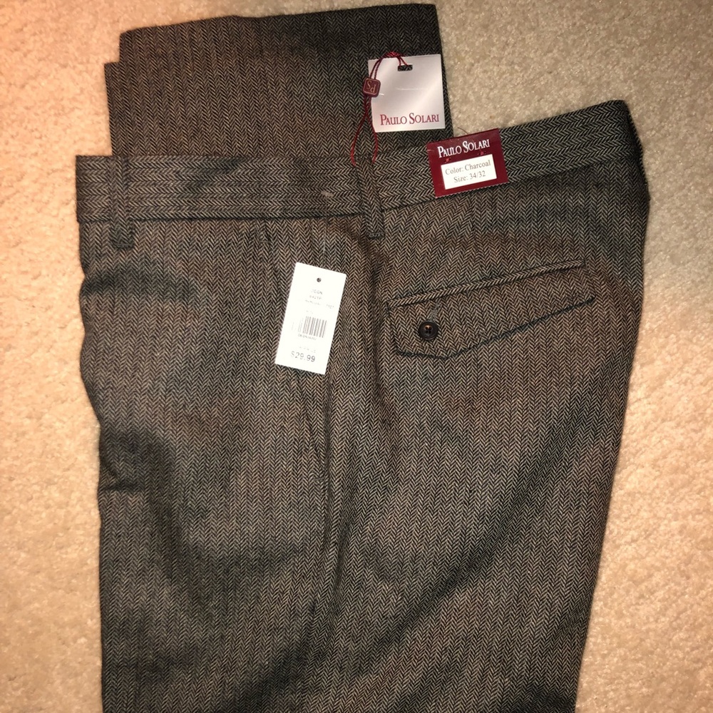 Mens Herringbone Grey Dress Pants-Never Worn!